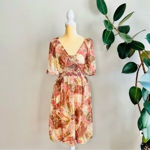 Sundance Brushstroke Pattern Silk Dress